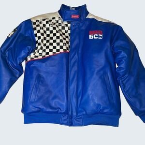Vintage Indy Racing League Indianapolis 500 Jacket Blue Faux Leather  L